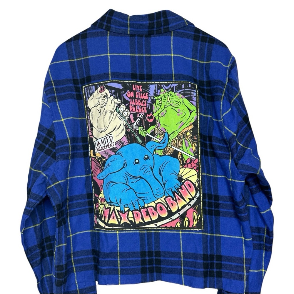 Disney Star Wars Checked Flannel Shirt Large Cropped - Picture 2 of 11